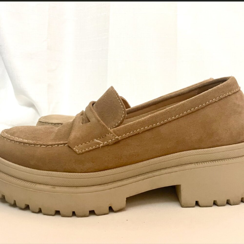 Zoey Chunky Loafers, Suede, 7.5, Portland Leather (Patina)
